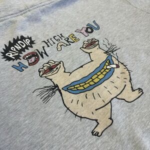 RipNDip Ahh Real Monsters Hoodie Sweatshirt Men L Grey Krumm How High Are You